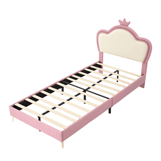 Cama juvenile,cama de solteiro de pu 90x200cm,rosa