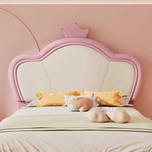 Cama juvenile,cama de solteiro de pu 90x200cm,rosa