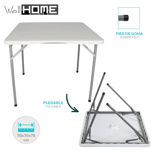 Mesa dobrável de formato quadrado Well Home