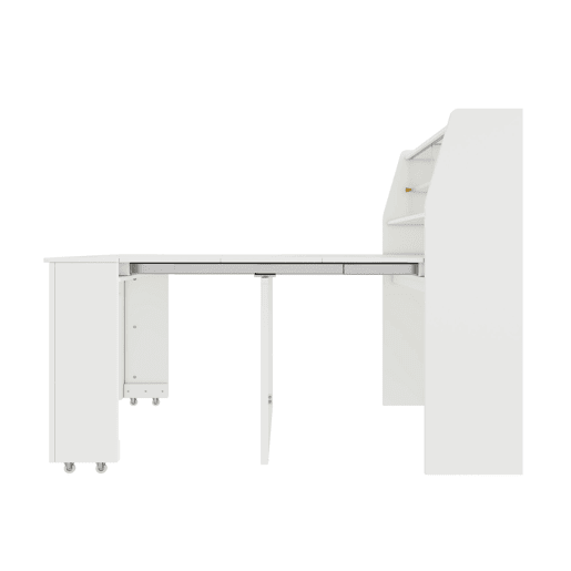 Aparador, Armário de bar retrátil - com compartimentos na parte superior - estilo moderno - Branco