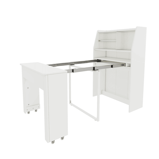 Aparador, Armário de bar retrátil - com compartimentos na parte superior - estilo moderno - Branco