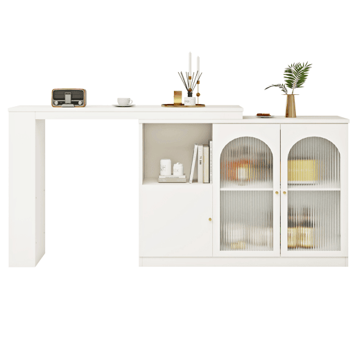 Aparador, armário de bar giratório em MDF - grande espaço de arrumação - estilo contemporâneo - Branco