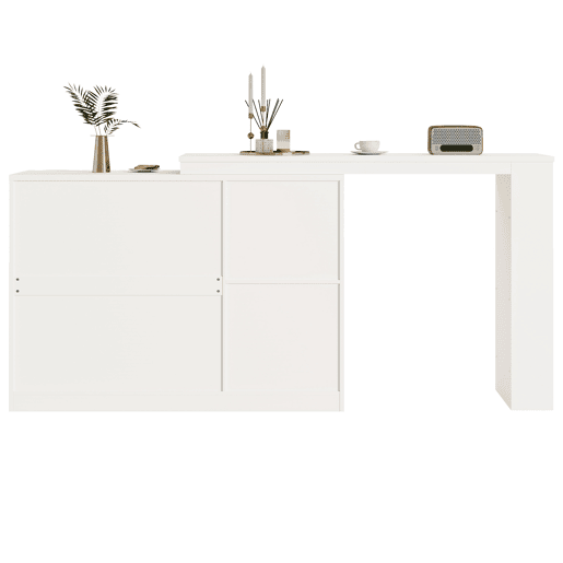 Aparador, armário de bar giratório em MDF - grande espaço de arrumação - estilo contemporâneo - Branco