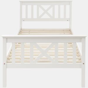 Cama de madeira maciça com estrado de ripas - 90x200cm - Branco