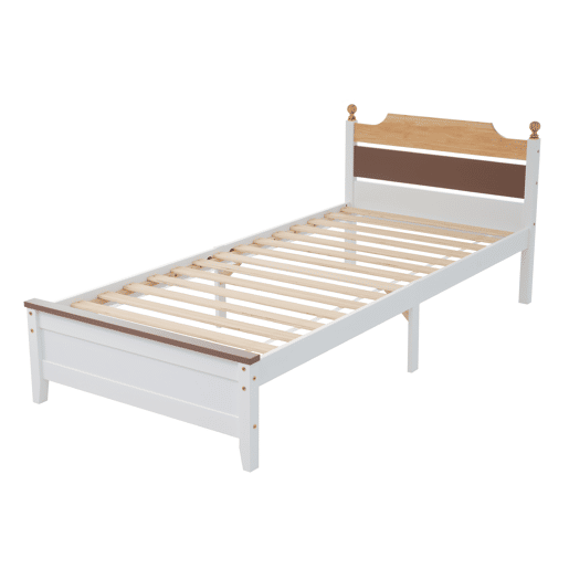 Cama individual com estrutura em madeira 90x200cm - Castanho