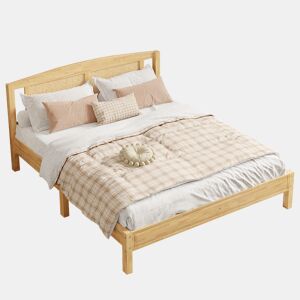 cama juvenil,cama dupla de madeira de pinho e rattan PE 160x200cm,natural