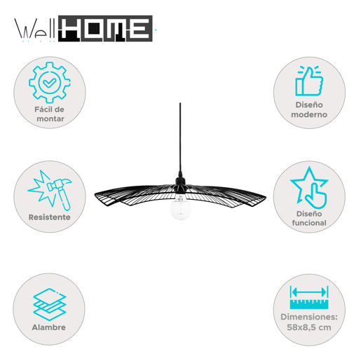 WELL HOME - Candeeiro de Chapéu Suspenso WELL HOME - Candeeiro de Chapéu Suspenso