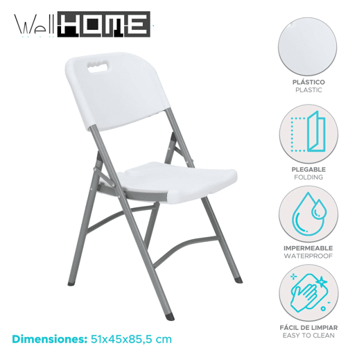 A cadeira dobrável para exterior de 51 x 45 x 85,5 cm é ideal para qualquer evento ao ar livre, seja em terraços, alpendres, camping ou piqueniques.