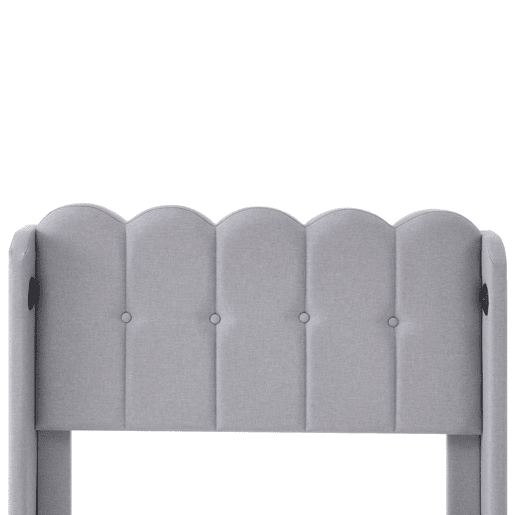 Cama de linho acolchoada 90x200 cm - com portas de carga e estrado - Cinzento Cama de linho acolchoada 90x200 cm - com portas de carga e estrado - Cinzento