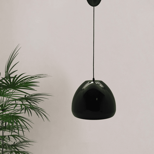 WELL HOME - Luminária pendente de teto design globo em acrílico preto Ø34x26