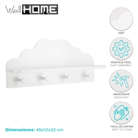 WELL HOME - Cabide infantil Cloud branco
