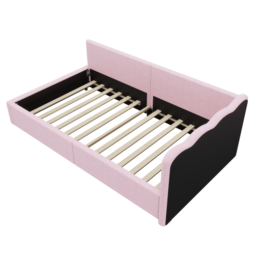 Sofá-cama 90x200 cm com LED e estrado de ripas - Rosa