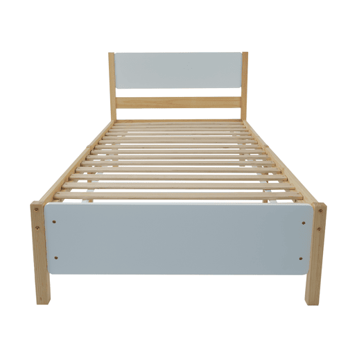 Cama individual de madeira 90x200cm - Branco