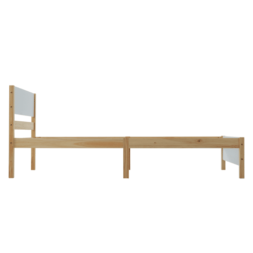 Cama individual de madeira 90x200cm - Branco