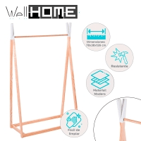 Well Home - Cabide Infantil de Madeira - Cor Natural H.126 cm prático e espaçoso