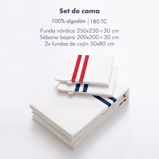 Conjunto de 4 peças cru (capa de edredão KING 250x230+30cm + lençol de baixo 200x200+30cm + 2x capa de almofada 50x80cm) 100% algodão 180TC El Ganso
