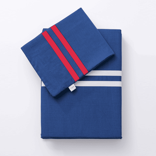 Conjunto de 3 peças Azul Marinho (Capa de Edredão ÚNICA 155x200+30cm + Lençol de Baixo 90x200+30cm + Capa de Almofada 45x115cm) 100% Algodão 180TC El Ganso