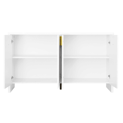 Aparador moderno - com prateleiras reguláveis - puxadores dourados - Branco