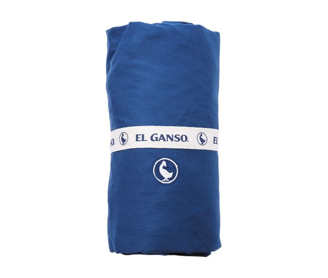 Sábana bajera (200x200+30cm solapa) 100%algodón 180tc color azul marino logo bordado el ganso