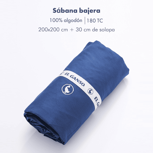 Lençol justo (200x200+aba 30cm) 100% Algodão 180TC azul marinho logotipo bordado El Ganso