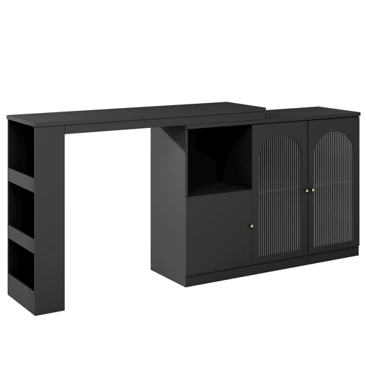 Aparador, armário de bar giratório em MDF - grande espaço de arrumação - estilo contemporâneo - Preto