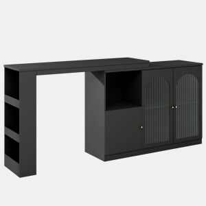 Aparador, armário de bar giratório em MDF - grande espaço de arrumação - estilo contemporâneo - Preto