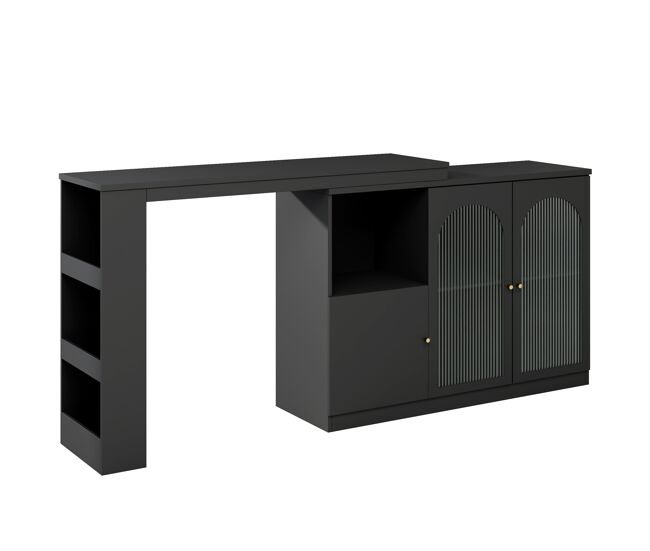 Aparador, mueble bar giratorio de mdf - gran espacio de almacenamiento - estilo contemporáneo - negro