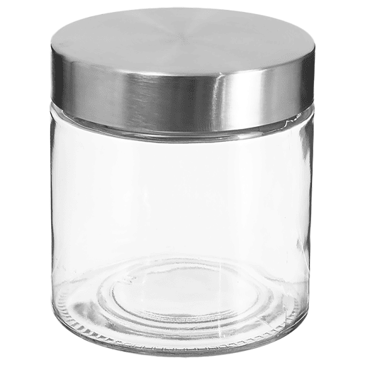 O frasco hermético de vidro e aço inoxidável com uma capacidade de 750 ml, com as suas dimensões de Ø11x12cm
