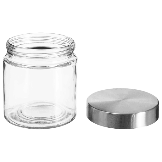 O frasco hermético de vidro e aço inoxidável com uma capacidade de 750 ml, com as suas dimensões de Ø11x12cm