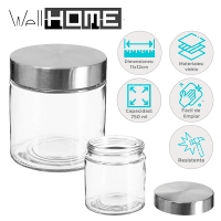 O frasco hermético de vidro e aço inoxidável com uma capacidade de 750 ml, com as suas dimensões de Ø11x12cm
