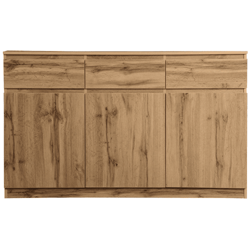 Aparador com 3 portas e 3 gavetas - aglomerado de partÃculas - Natural Aparador com 3 portas e 3 gavetas - aglomerado de partÃculas - Natural