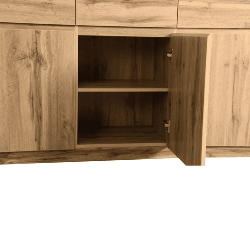 Aparador com 3 portas e 3 gavetas - aglomerado de partÃculas - Natural Aparador com 3 portas e 3 gavetas - aglomerado de partÃculas - Natural