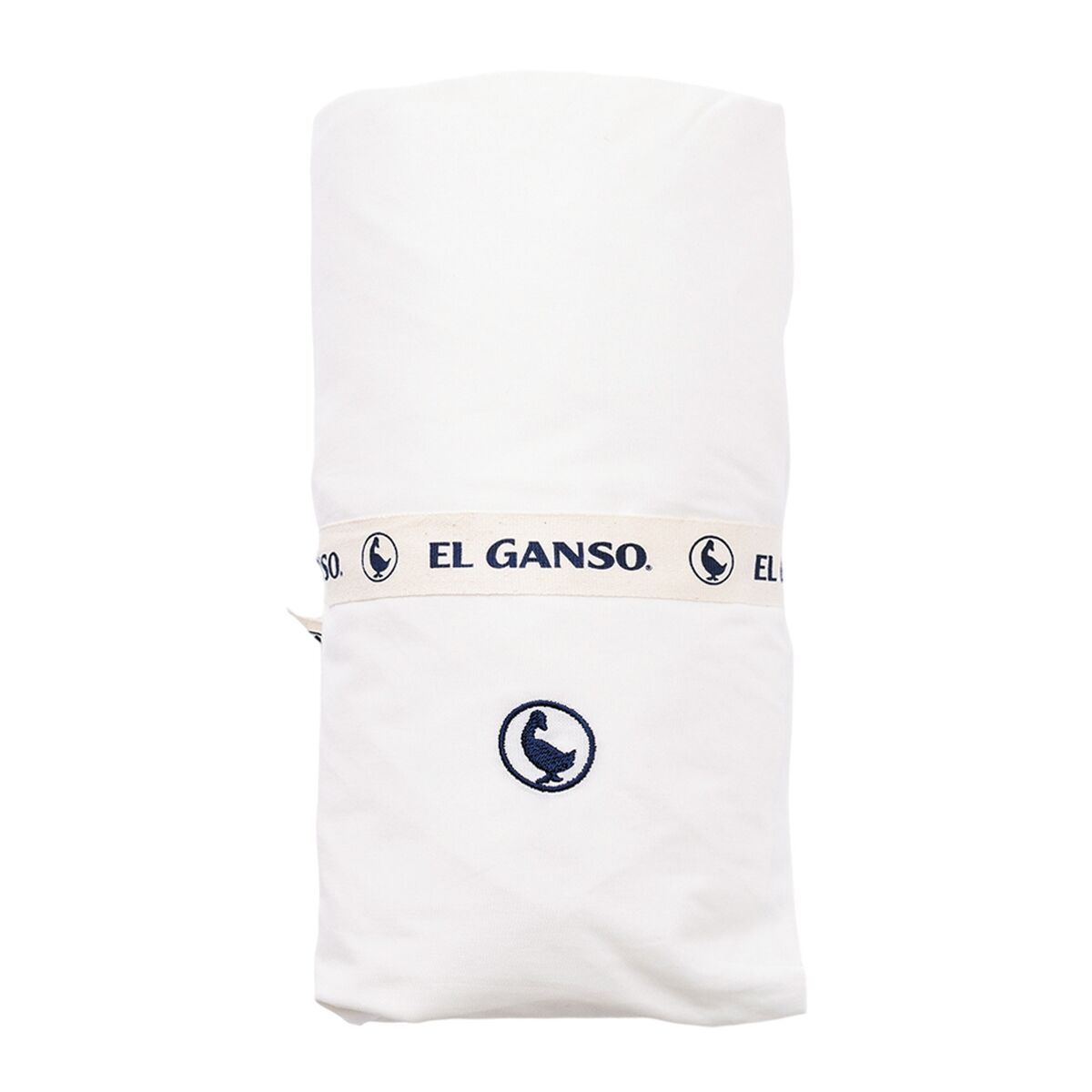 Sábana bajera (160x200+30cm solapa) 100%algodón 180tc color blanco logo bordado el ganso