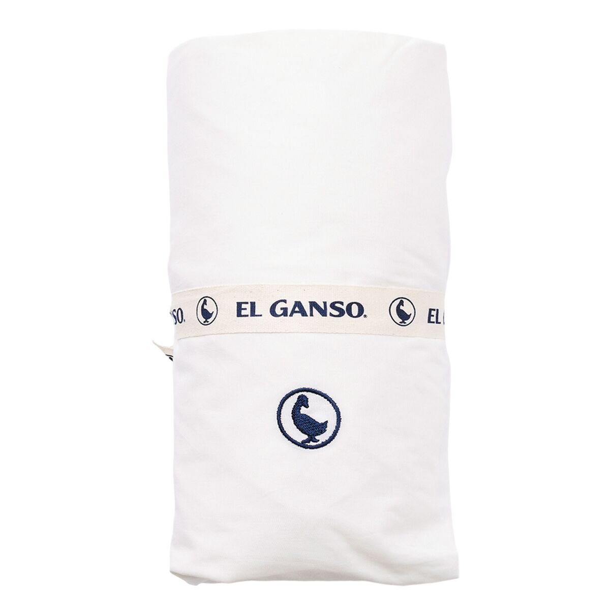 Sábana bajera (90x200+30cm solapa) 100%algodón 180tc color blanco logo bordado el ganso