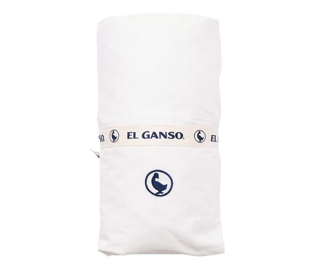 Sábana bajera (90x200+30cm solapa) 100%algodón 180tc color blanco logo bordado el ganso
