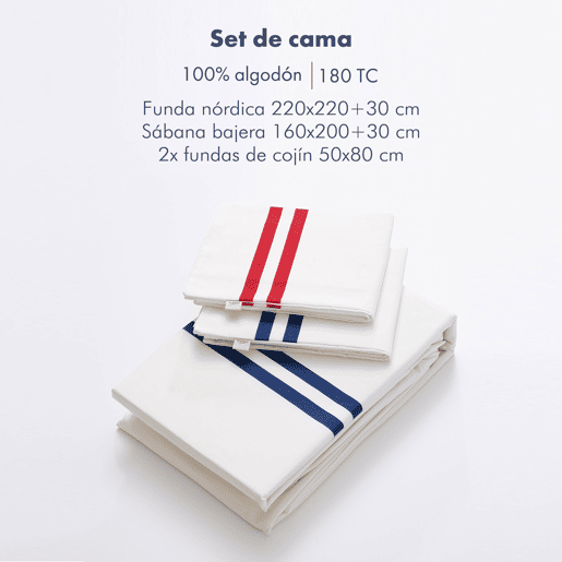 Conjunto de 4 peças cru (capa de edredão dupla 220x220+30cm + lençol de baixo 160x200+30cm + 2x capa de almofada 50x80cm) 100% algodão 180TC El Ganso