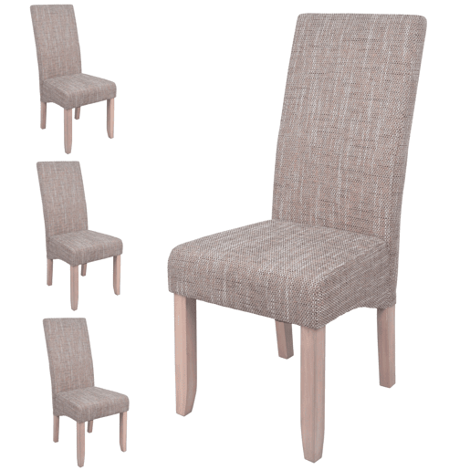 Pacote com 4 cadeiras para sala de estar e jantar estilo contemporâneo, estofadas na cor areia, 108x47x62 cm Pacote com 4 cadeiras para sala de estar e jantar estilo contemporâneo, estofadas na cor areia, 108x47x62 cm
