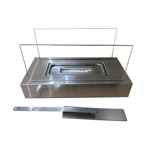 Lareira de mesa a etanol com dois lustres de vidro temperado