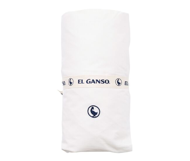 Sábana bajera (200x200+30cm solapa) 100%algodón 180tc color blanco logo bordado el ganso