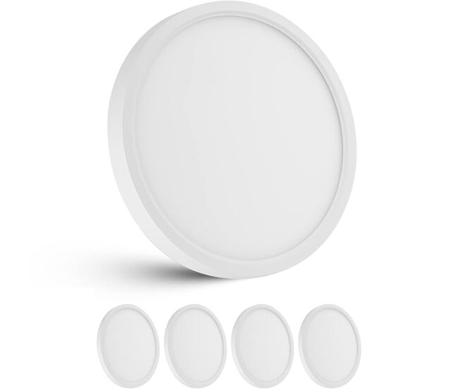 Plafón led pack 4 lámpara de techo redondo 24w 4000k blanco neutro diámetro 23cm ip44