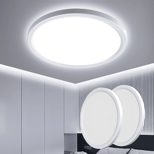Pack de 2 Plafón LED Superficie Redondo 24W 6500K Branco Frío Diámetro 23cm IP44