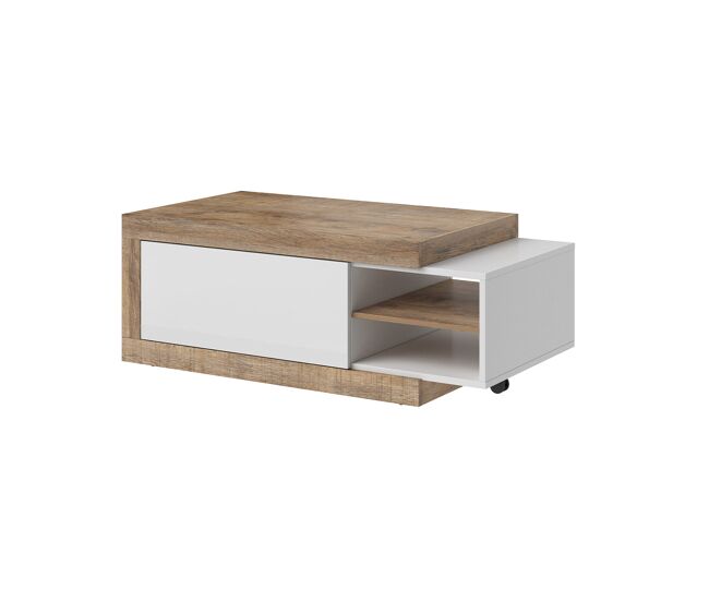 Mesa de centro 1 puerta azior blanco y madera
