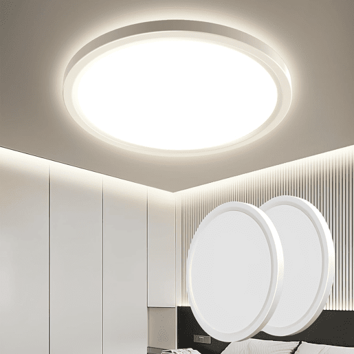 Pack de 2 Plafón LED Superficie Redondo 24W 4000K Branco Neutro Diámetro 23cm IP44