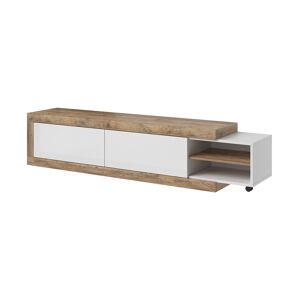 Suporte para televisor de 2 portas Azior Branco e Madeira 200 cm