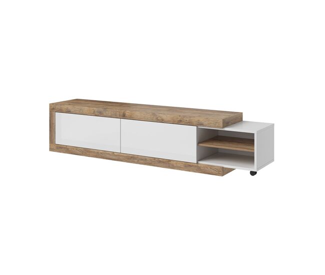 Mueble TV 2 puertas 200 cm Azior Blanco y Madera