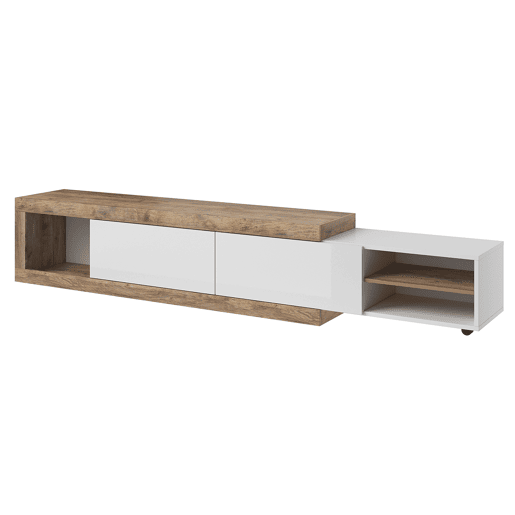 Suporte para televisor de 2 portas Azior Branco e Madeira 200 cm