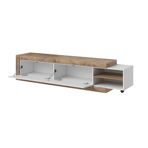 Suporte para televisor de 2 portas Azior Branco e Madeira 200 cm