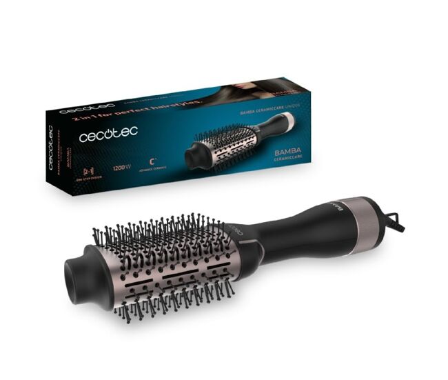 Cecotec cepillo de aire bamba ceramiccare single, 1200w, gris, diseño one step, 2 en 1, deslizamiento ultrasuave