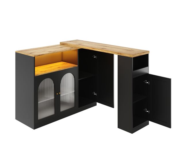 Buffet、mueble de barra corrediza de mdf - con led y gamas varias - negro