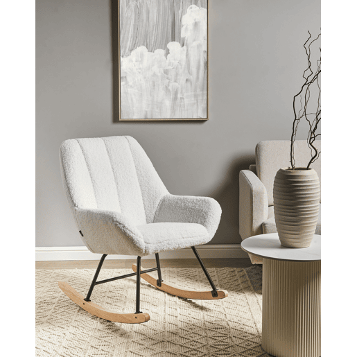 Poltrona de Baloiço KINNO Bouclé Branco creme